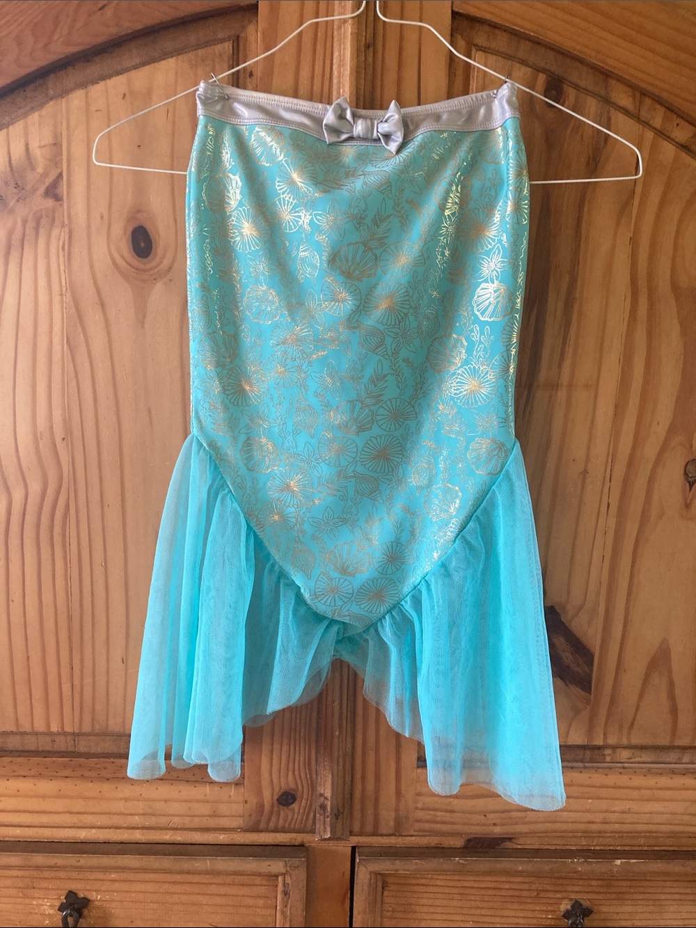 Girls Disney green gold mermaid costume skirt size 7/8